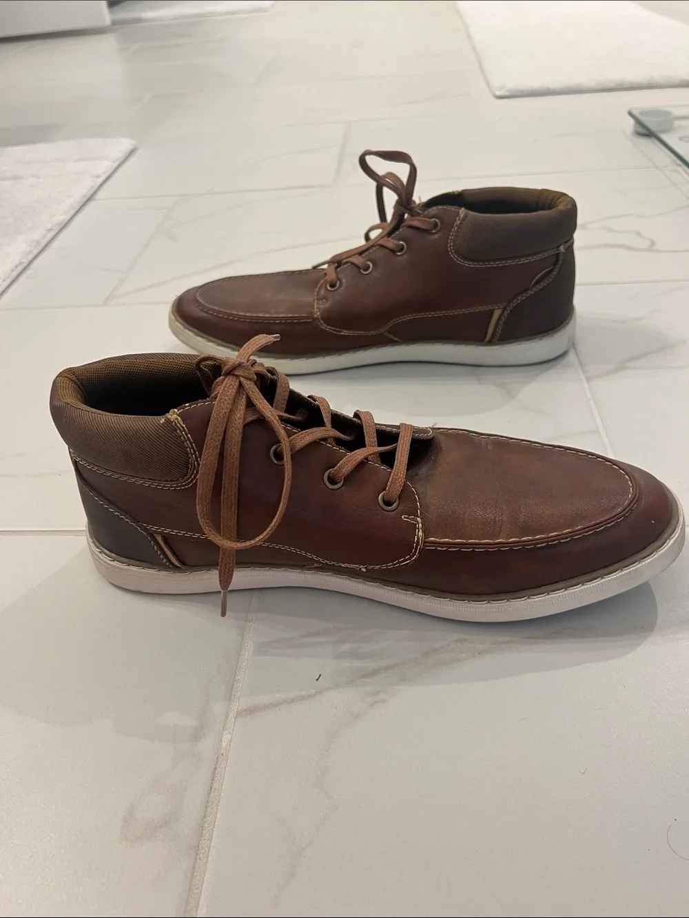 Sonoma Brown Leather Boat-Style Lace-Up Shoes